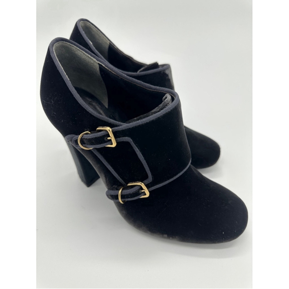 Tory Burch Black Velvet Heels Size 7.5 Medium - Picture 8 of 8